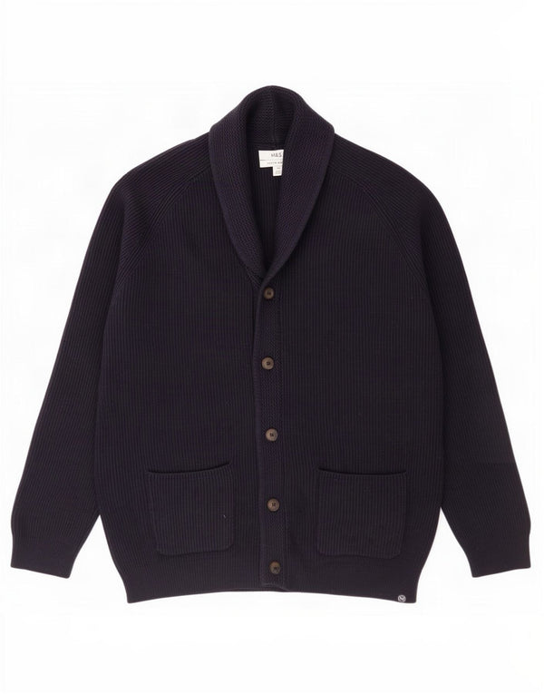 Marks & Spencer herre cardigan sweater 2XL marineblå polyester