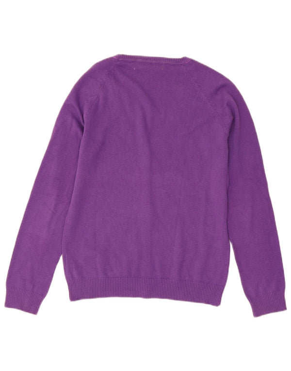 Zara Womens Crop Cardigan Sweater UK 14 Large Purple Bomuld