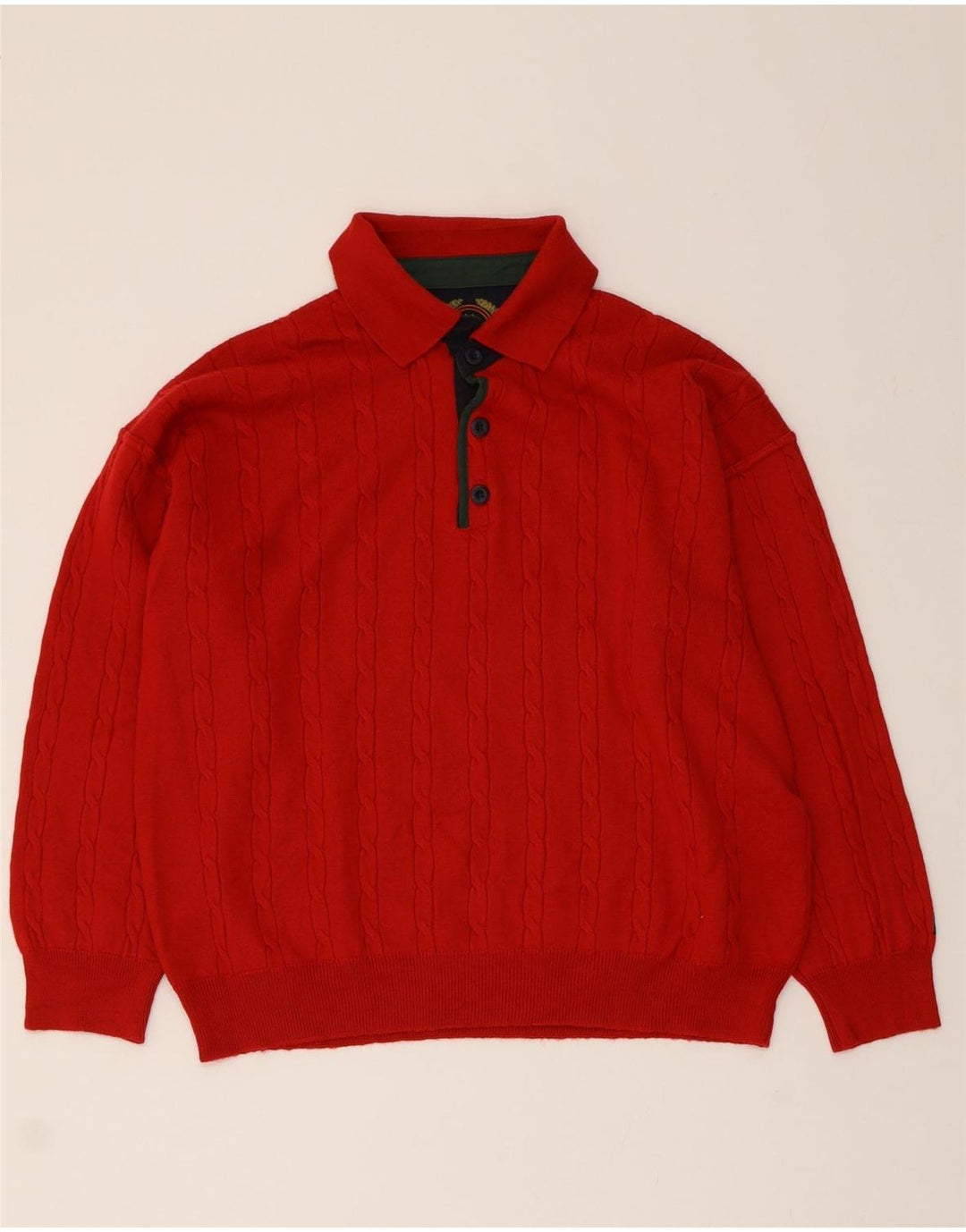 VINTAGE Mens Polo Neck Jumper Sweater Large Red Wool Vintage Vintage and Second-Hand Vintage from Messina Hembry 
