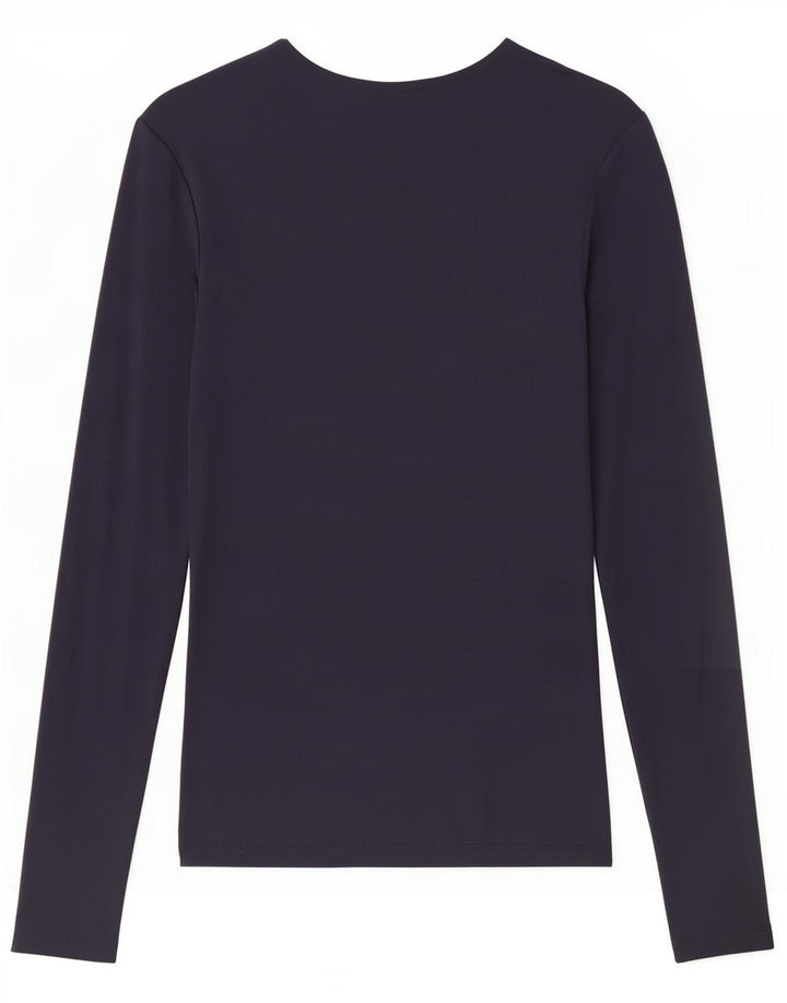 Zara Dame Top Langærmet UK 8 Small Navy Blue Polyamid