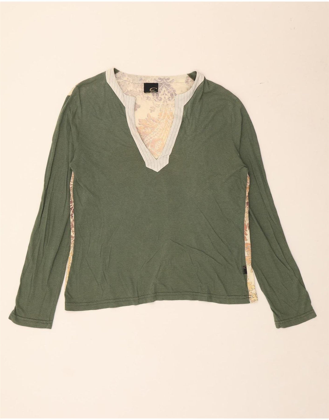 Just Cavalli Dame Top Langærmet UK 12 Medium Green Floral