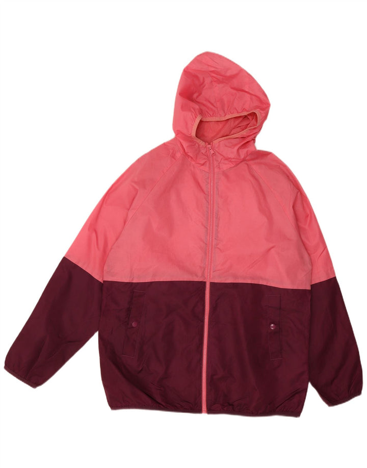 Marks & Spencer Regnjakke med hætte til kvinder UK 14 Medium Pink Colourblock