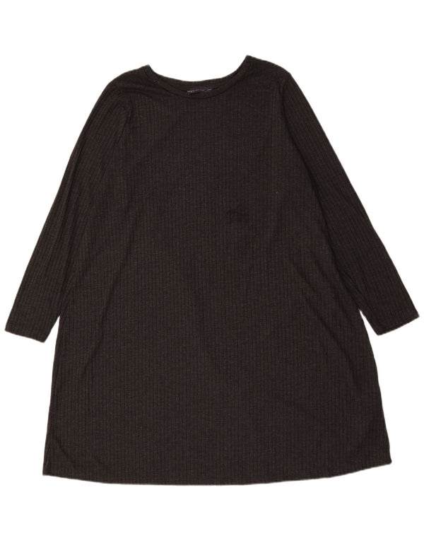 Marks & Spencer Dame Langærmet T-Shirt Kjole UK 18 XL Sort Polyester