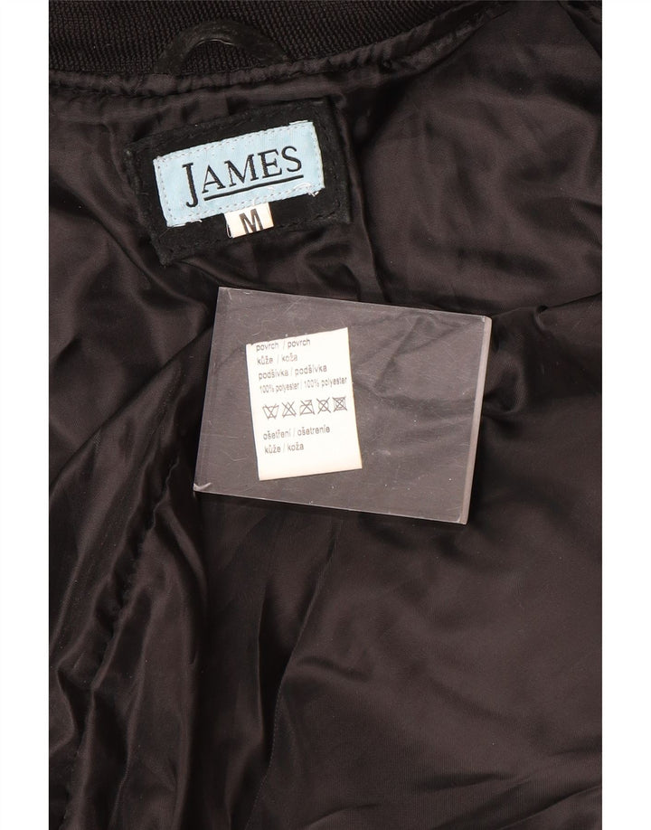 VINTAGE Bomberjakke i ruskind til mænd UK 38 Mellem sort læder