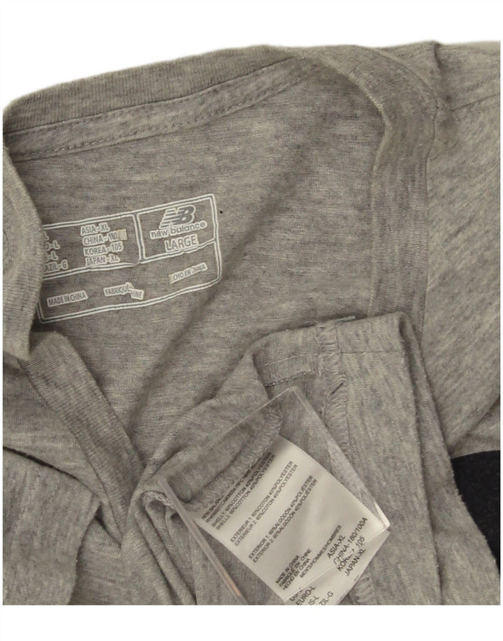 NEW BALANCE Herre grafisk T-shirt Top Stor grå Flecked Bomuld