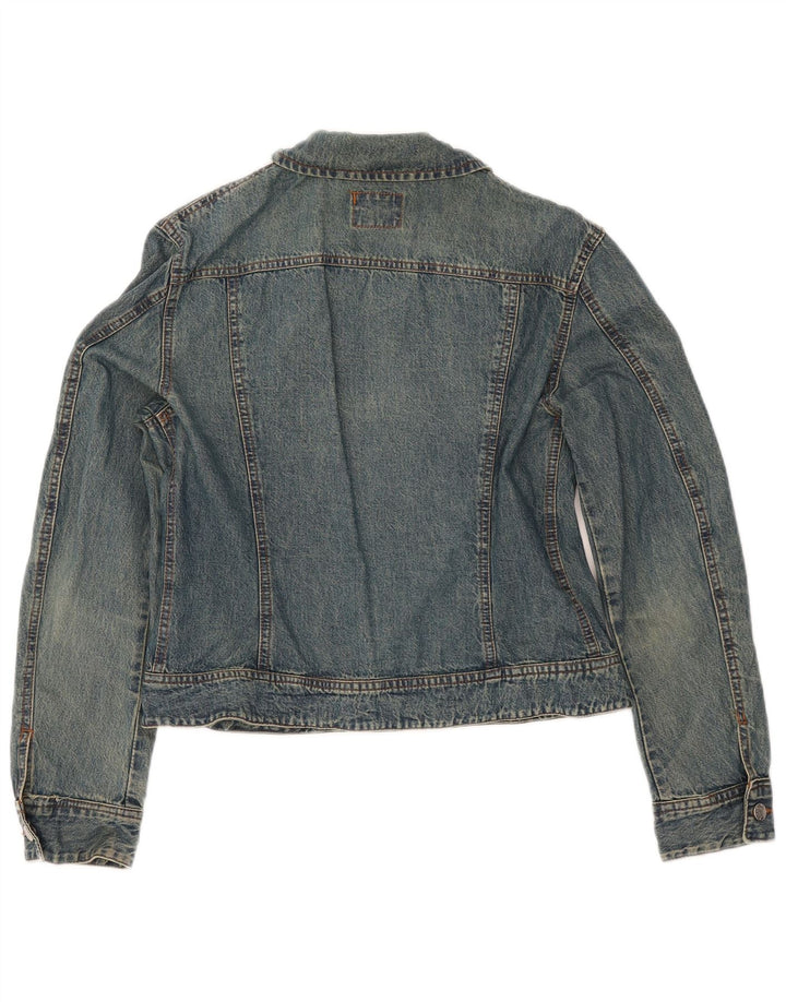 VINTAGE Womens Crop denimjakke IT 44 Medium Blue Bomuld