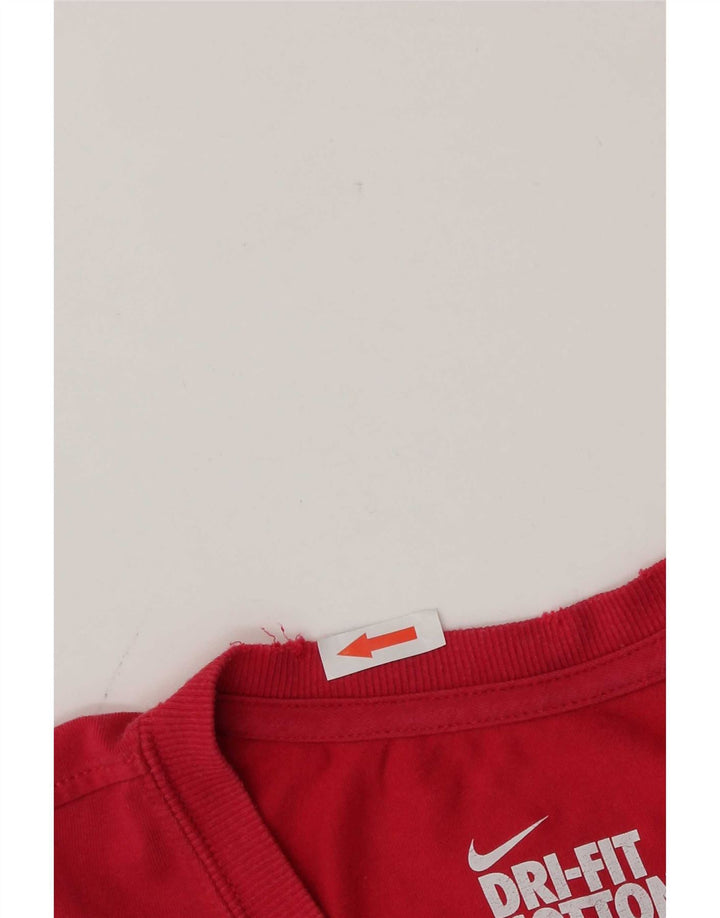 Nike Dame Dri Fit Grafisk T-Shirt Top UK 12/14 Medium Rød