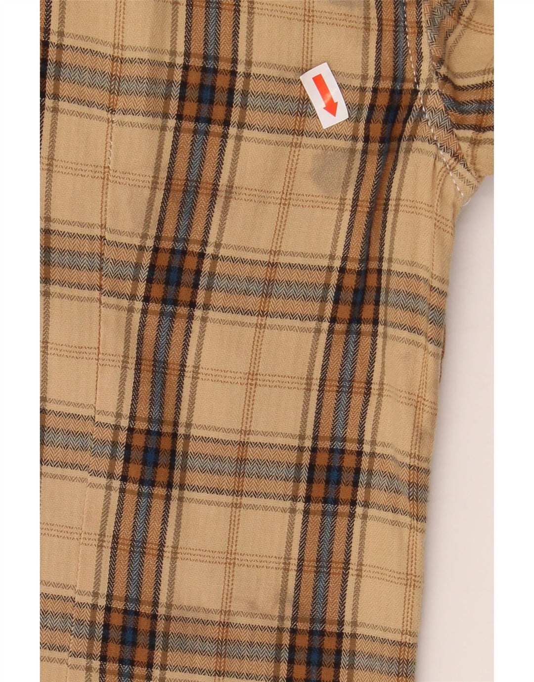Guess Flanelskjorte til mænd, lille beige ternet bomuld