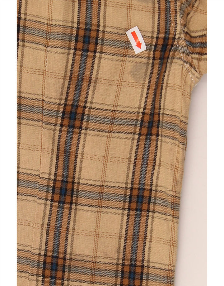 Guess Flanelskjorte til mænd, lille beige ternet bomuld