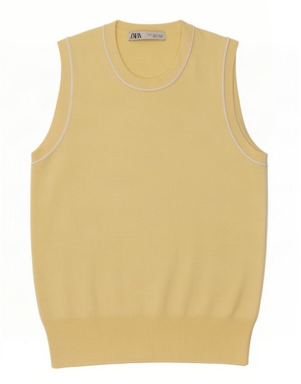 Zara Dame Vest Tank Top UK 10 Lille Gul