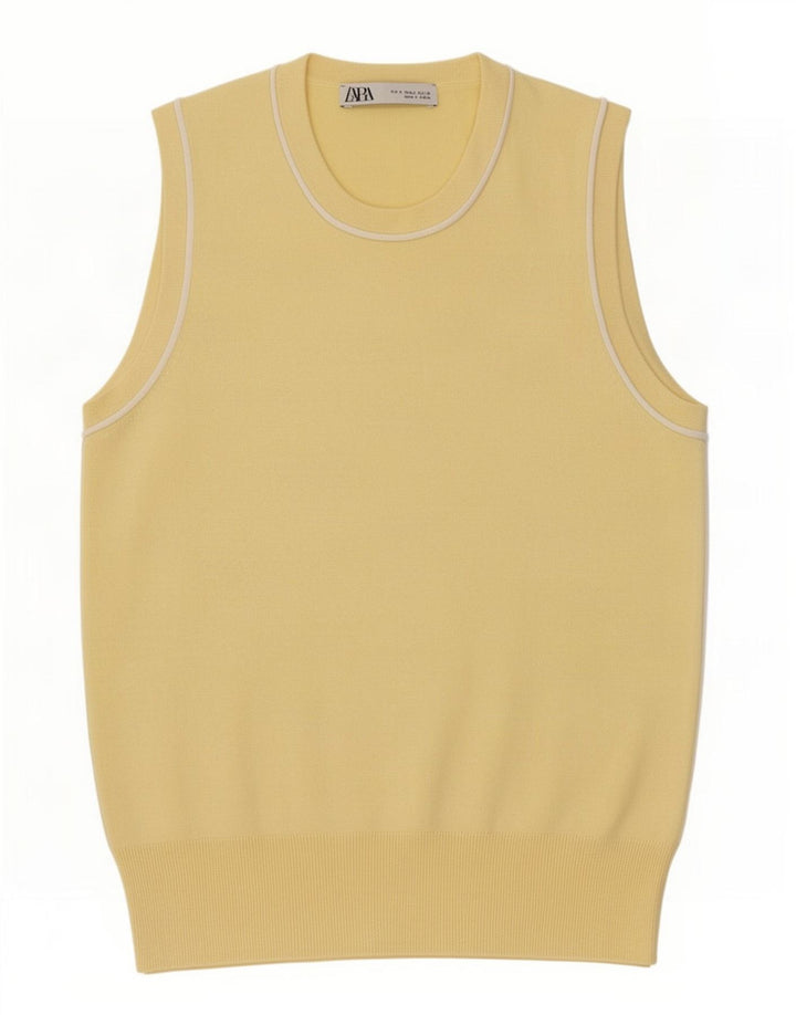 Zara Dame Vest Tank Top UK 10 Lille Gul