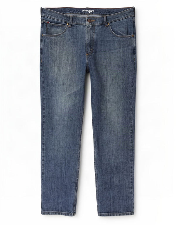 Wrangler Herre Regular Straight Jeans W36 L30 Blue Cotton