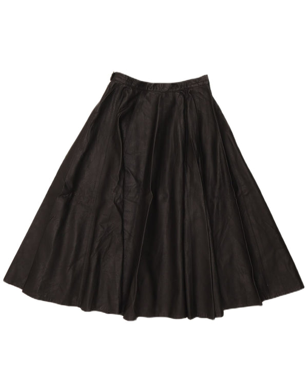 Roberta Mariotti Womens Vintage Leather Circle Skirt XS W26 Black