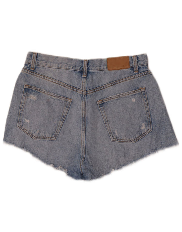 Zara Womens Distressed High Waist denimshorts EU 38 Small W28 Blue Cotton