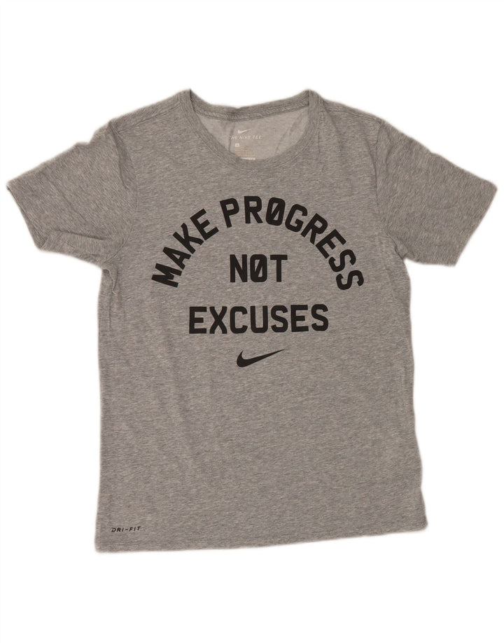 Nike Herre Dri Fit grafisk T-shirt top lille grå bomuld