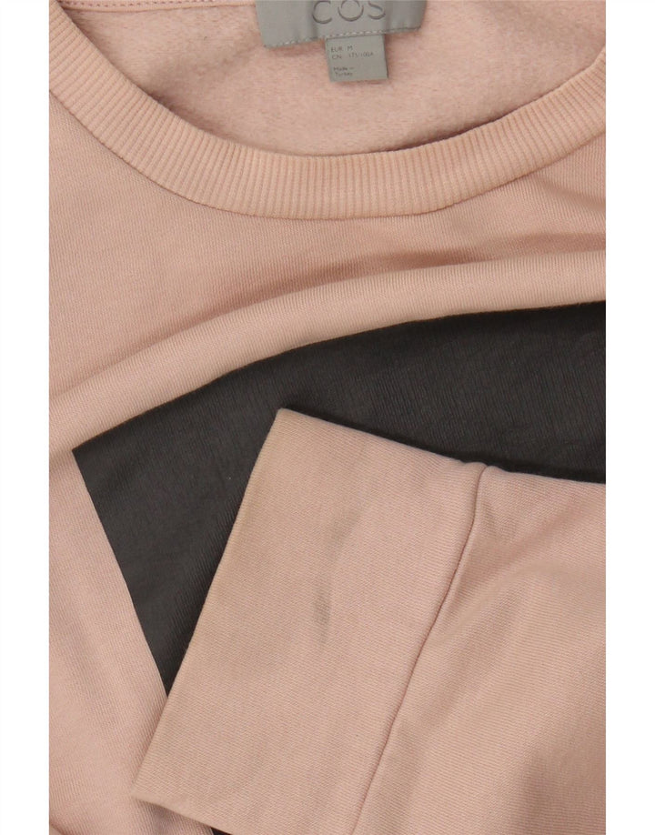 Cos Dame Sweatshirt Jumper UK 14 Medium Pink Colourblock Bomuld