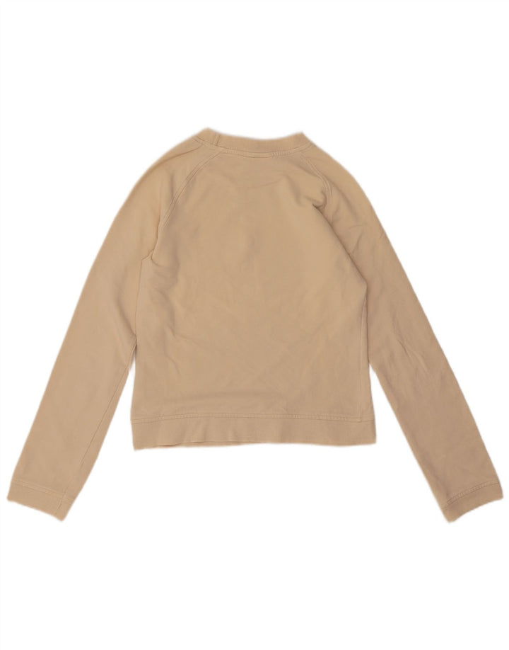 Reebok Womens Crop Sweatshirt Jumper UK 10 Small Beige Bomuld