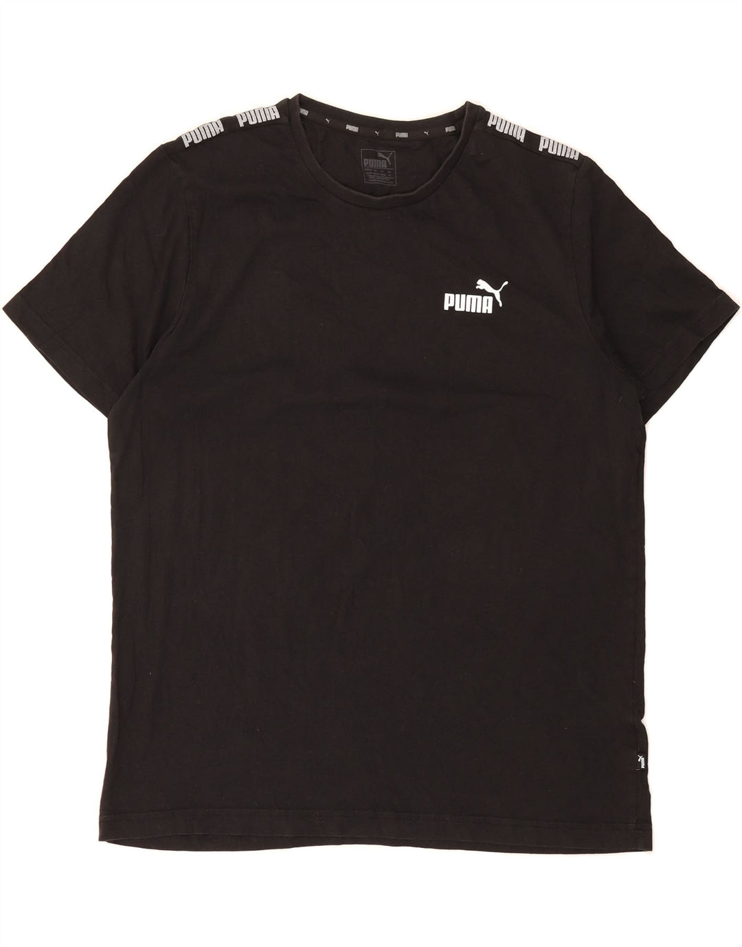 PUMA Mens Graphic T-Shirt Top XL Black Vintage Puma and Second-Hand Puma from Messina Hembry 