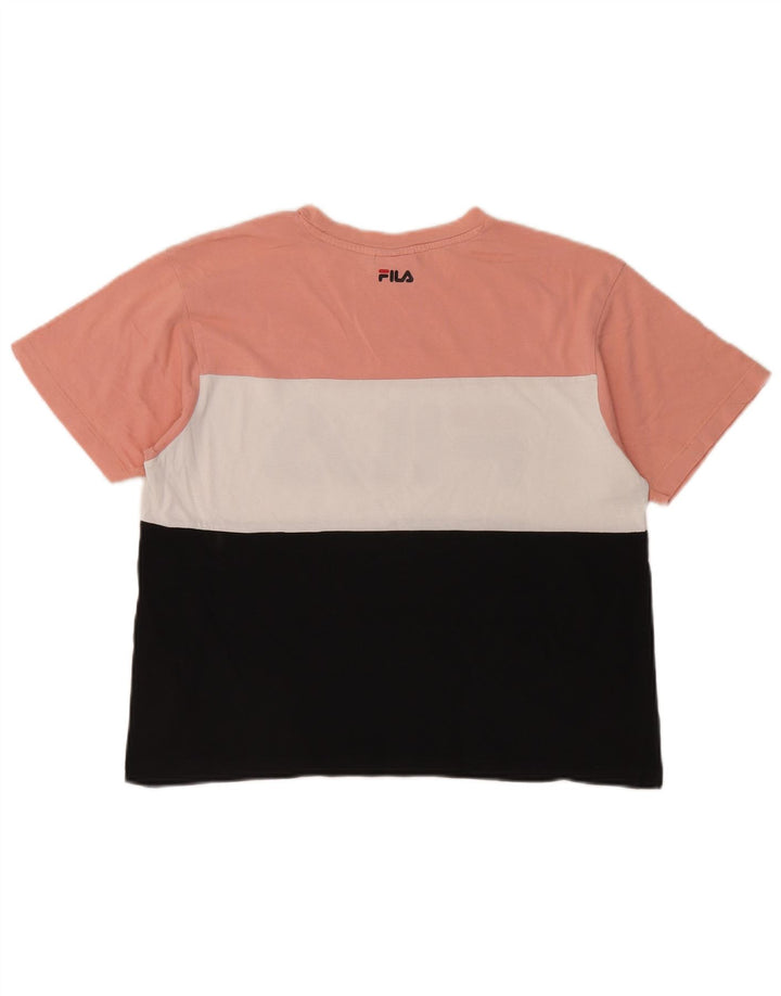 Fila Kvinders Crop Grafisk T-Shirt Top UK 14 Medium Flerfarvet Colourblock