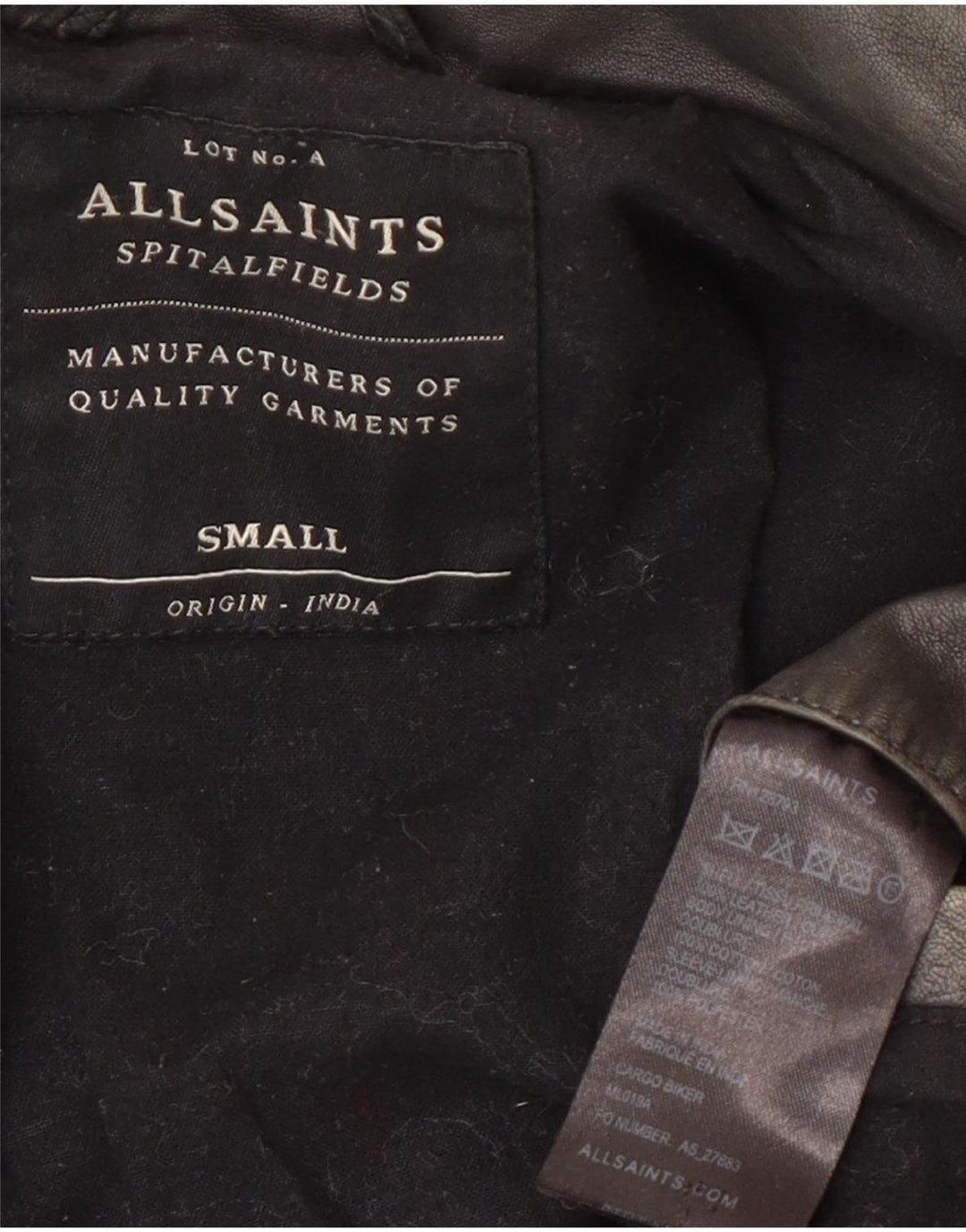 All Saints Herre Biker Læderjakke UK 36 Lille Grå