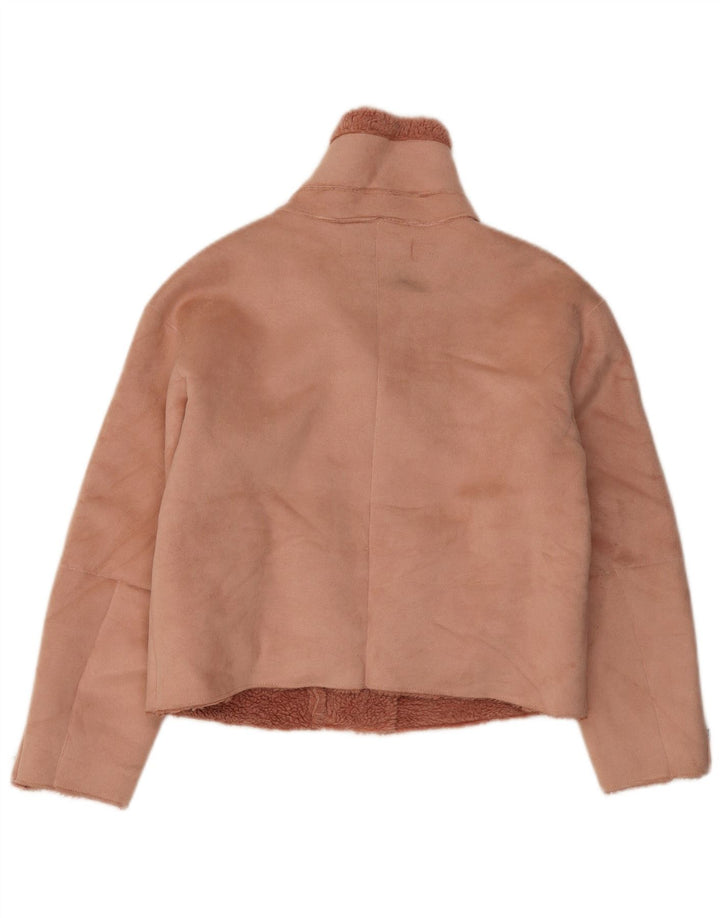 Zara Sherpa-jakke til kvinder UK 10 Small Pink Polyester