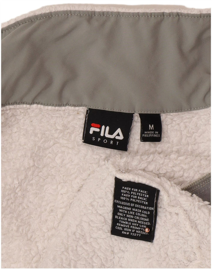 FILA Womens Fleece Jacket UK 12 Medium White Polyester