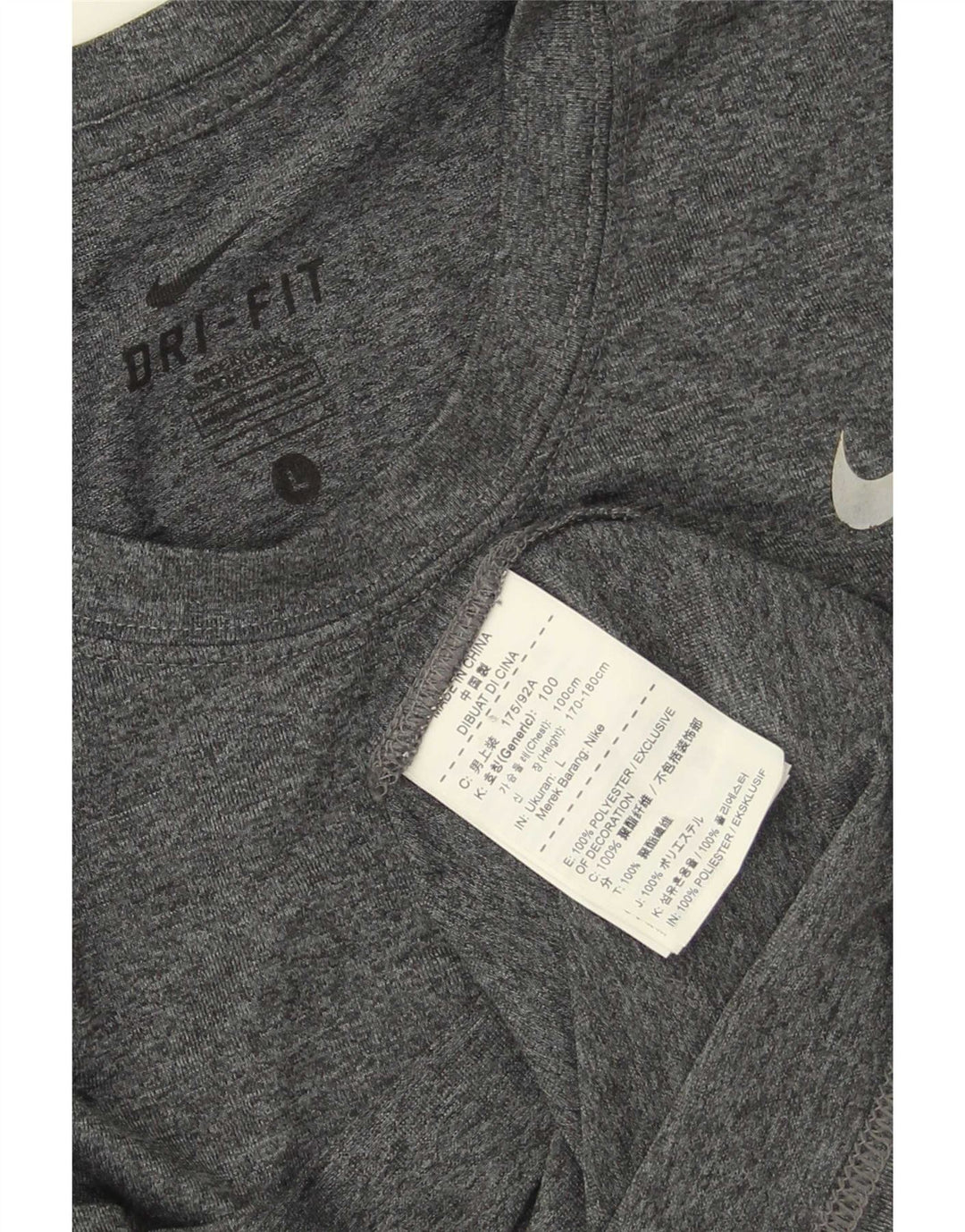 Nike Herre Dri Fit T-shirt Top Stor grå Flecked Polyester