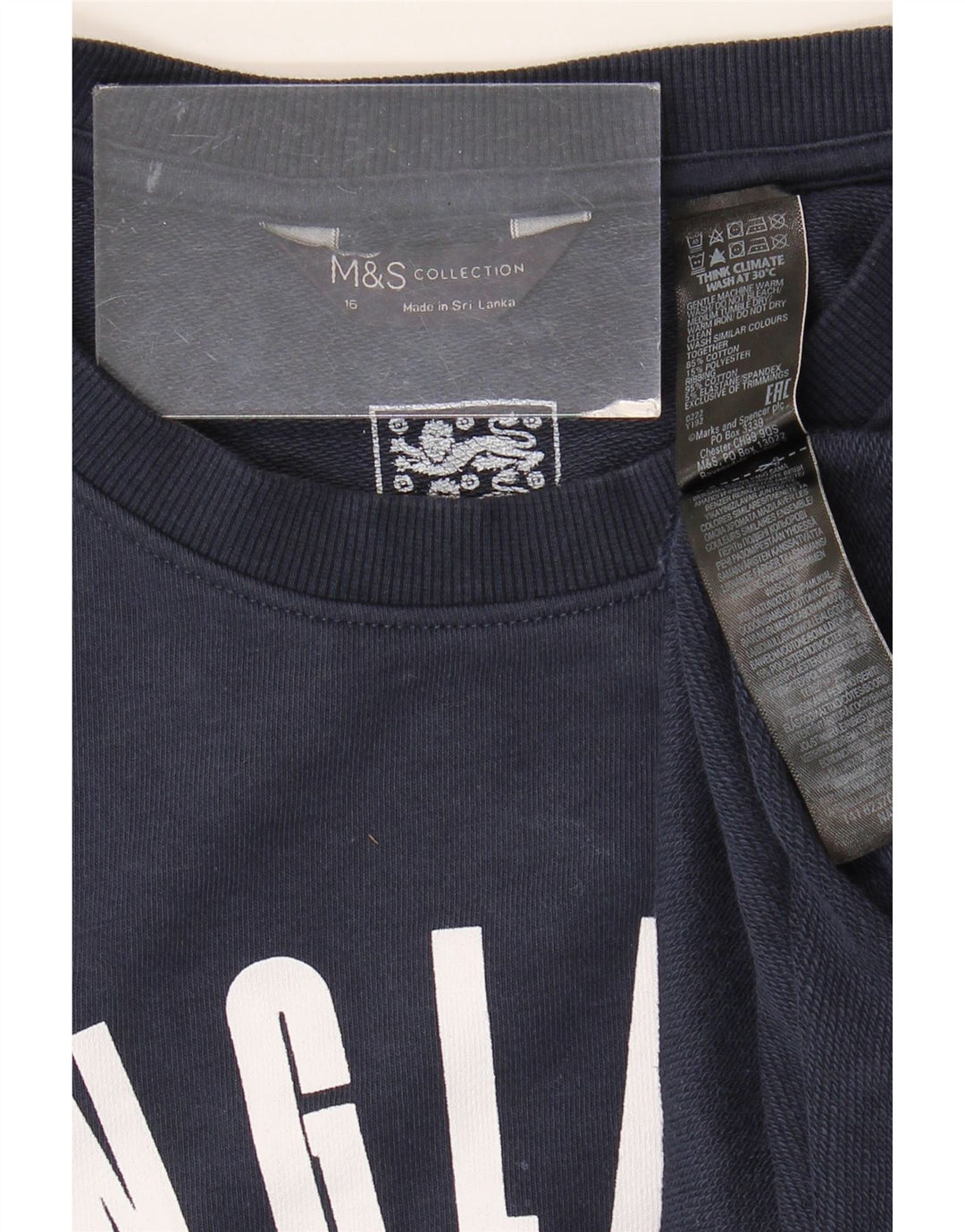 Marks & Spencer Womens England Sweatshirt Jumper UK 16 Large Navy Blue