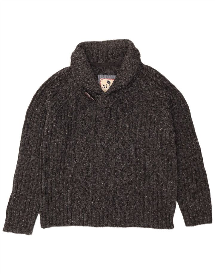 Fat Face Herre Shawl Neck Jumper Sweater XL Grå Flecked Wool