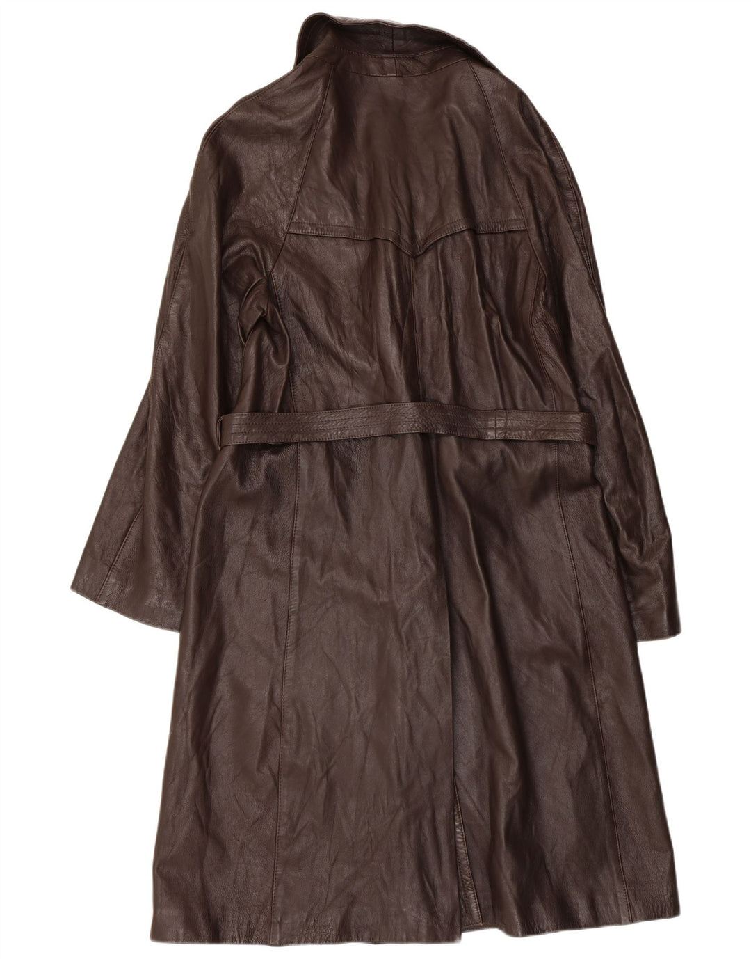 VINTAGE dobbeltradet læderfrakke til kvinder IT 52 2XL brunt læder