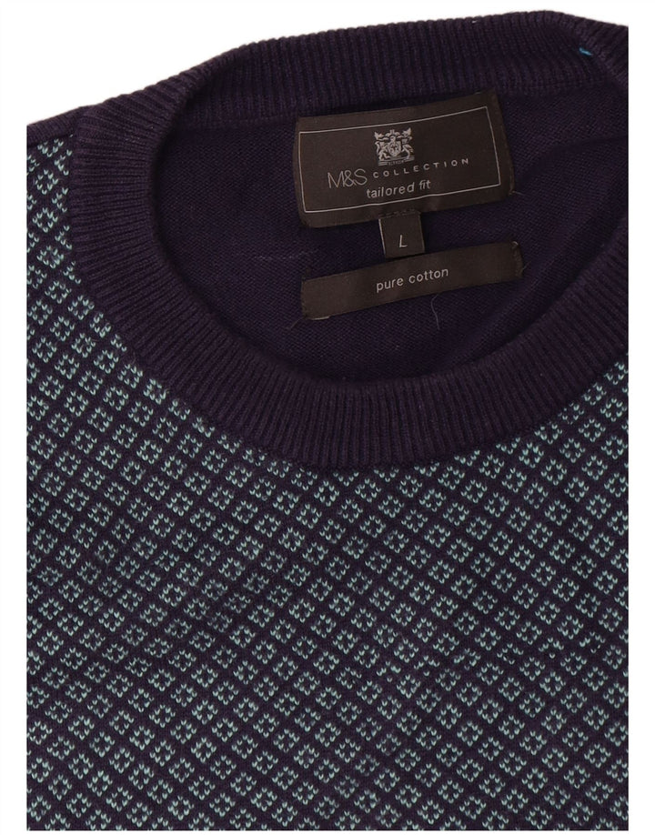 Marks & Spencer herre skræddersyet pasform rund hals sweater stor marineblå