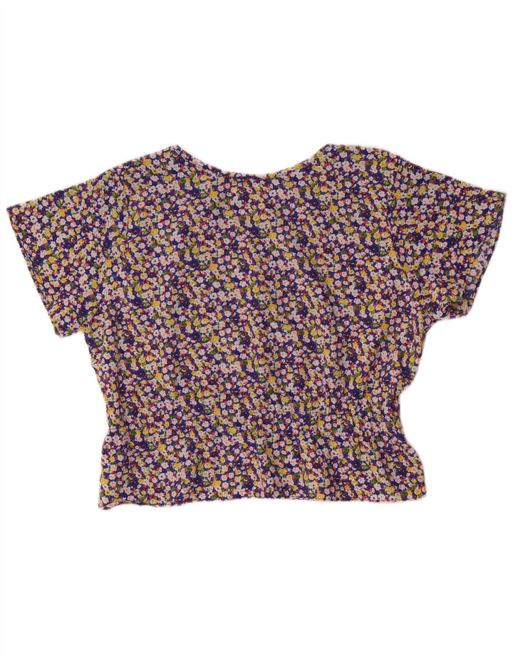 Vintage Dame Bluse Top UK 14 Large Multicolored Floral