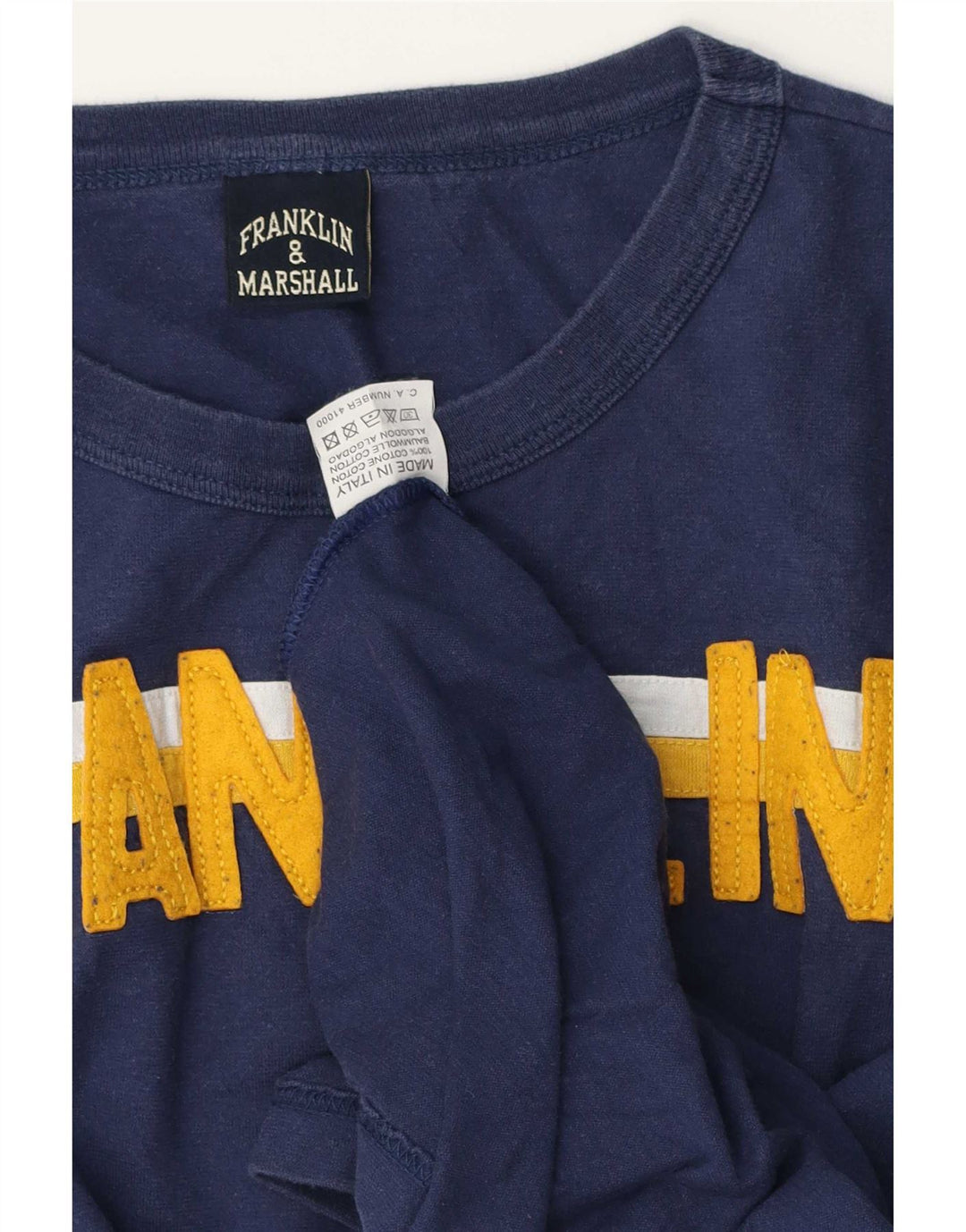 Franklin & Marshall Herre Grafisk Top Langærmet XL Navy Blue Colourblock