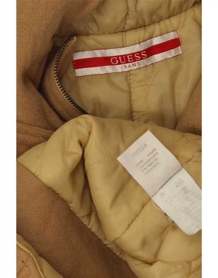 Guess Dame Hooded Parka Jacket UK 14 Stor Beige Nylon