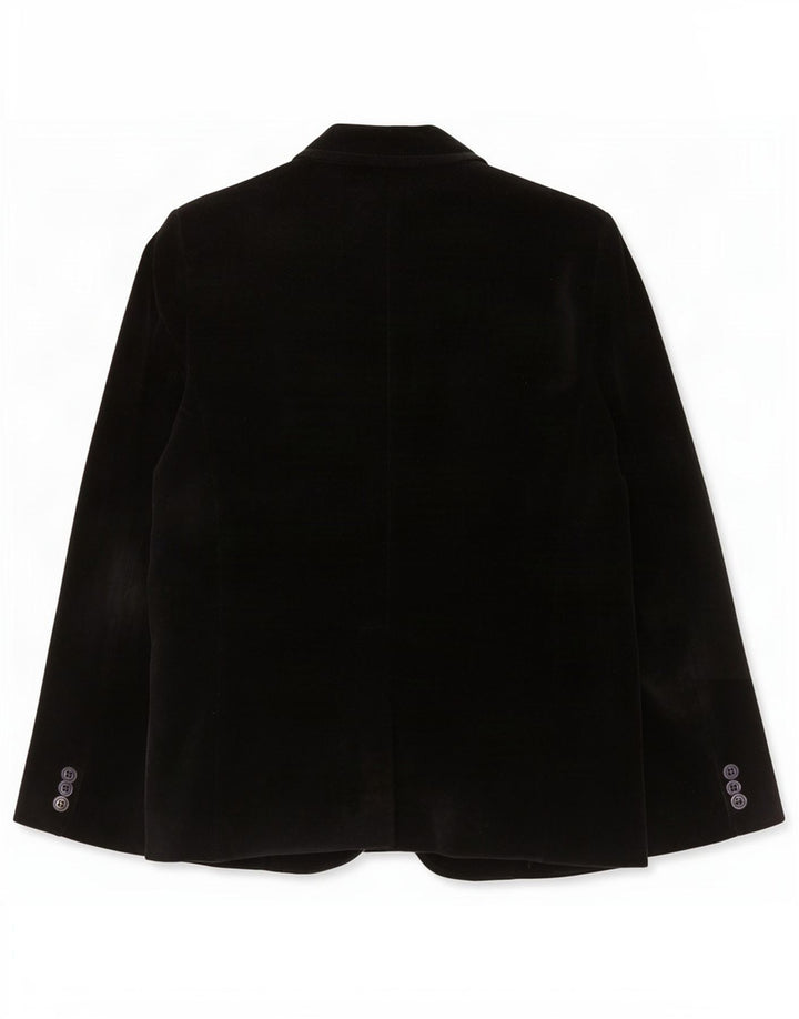 St Michael Dame 2 Button Velvet Blazer Jacket UK 14 Medium Sort Bomuld