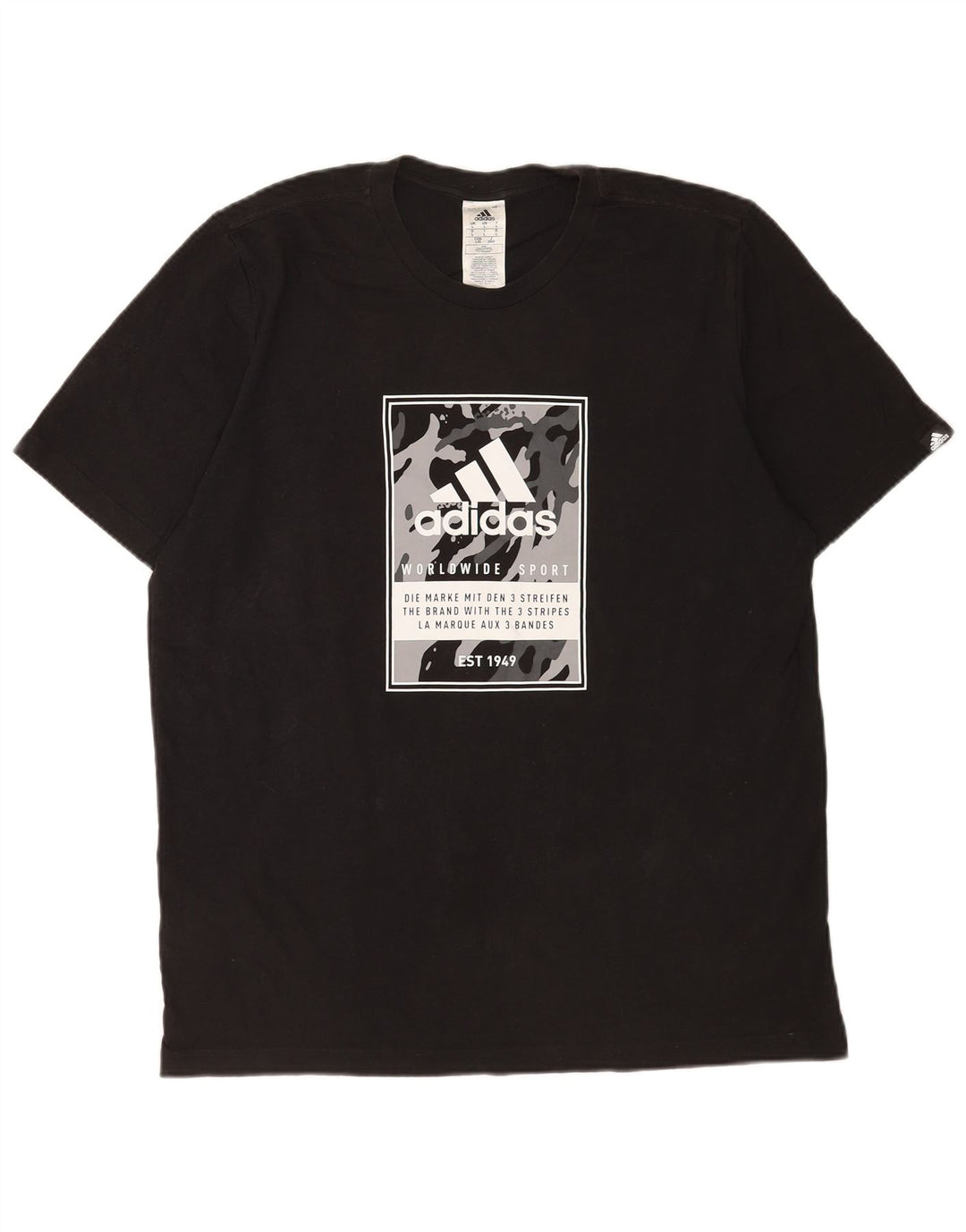 Adidas Grafisk T-shirt top til mænd, stor sort bomuld