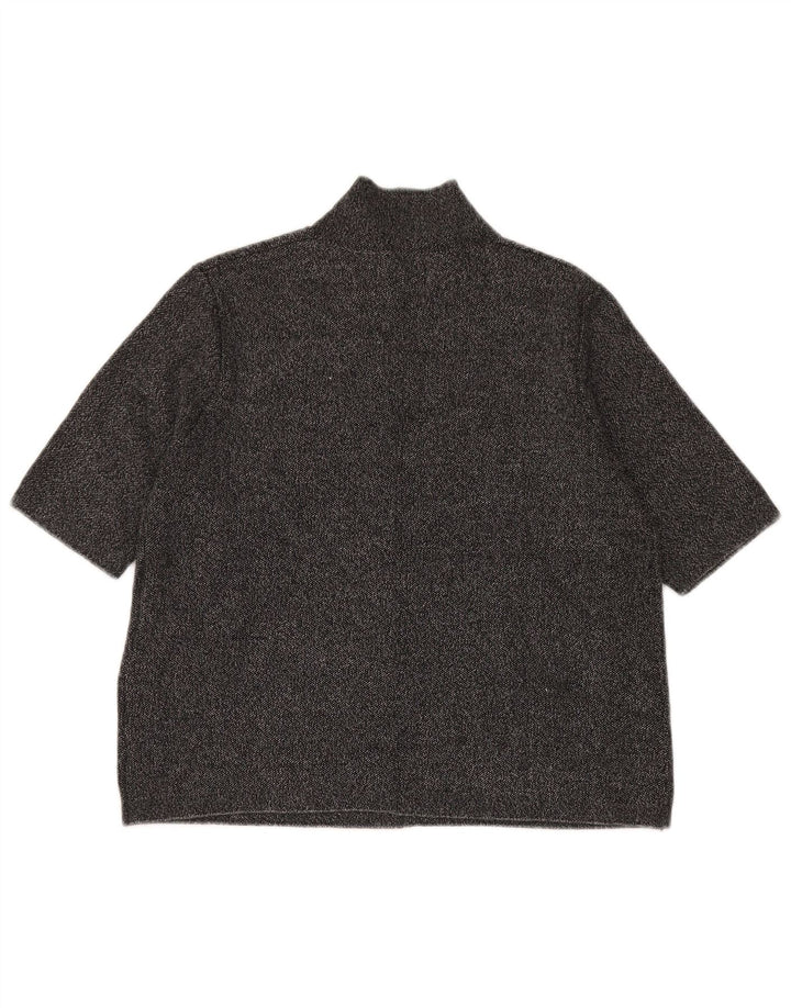 Zara Womens Regular Bluse Top UK 16 Large Grey Flecked Polyester