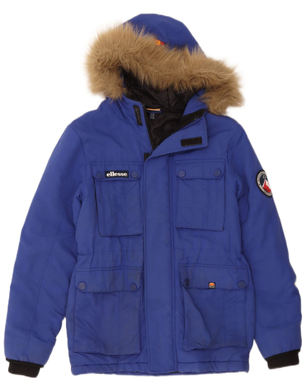 Ellesse Herre Hooded Windbreaker Jacket UK 34 XS Blå Nylon