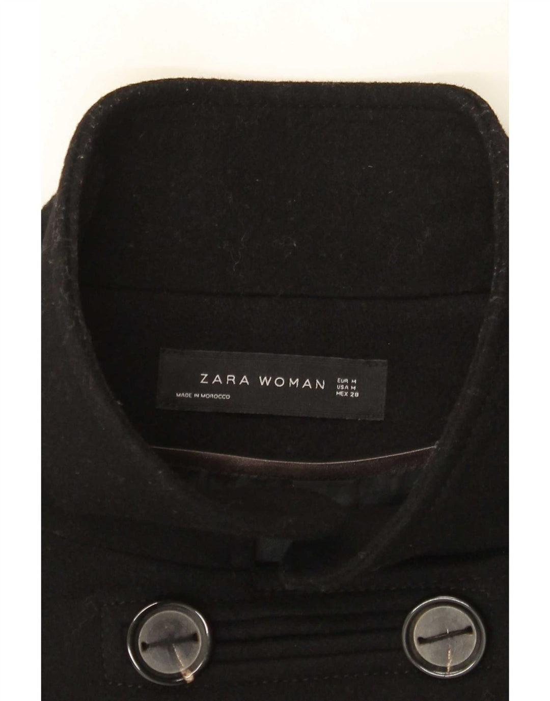 Zara Dame Dobbeltradet Frakke UK 14 Medium Sort