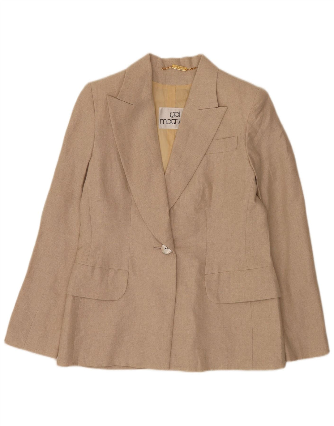 Gai Mattiolo Dame 1 Knap Blazer Jacket UK 16 Large Beige Linen