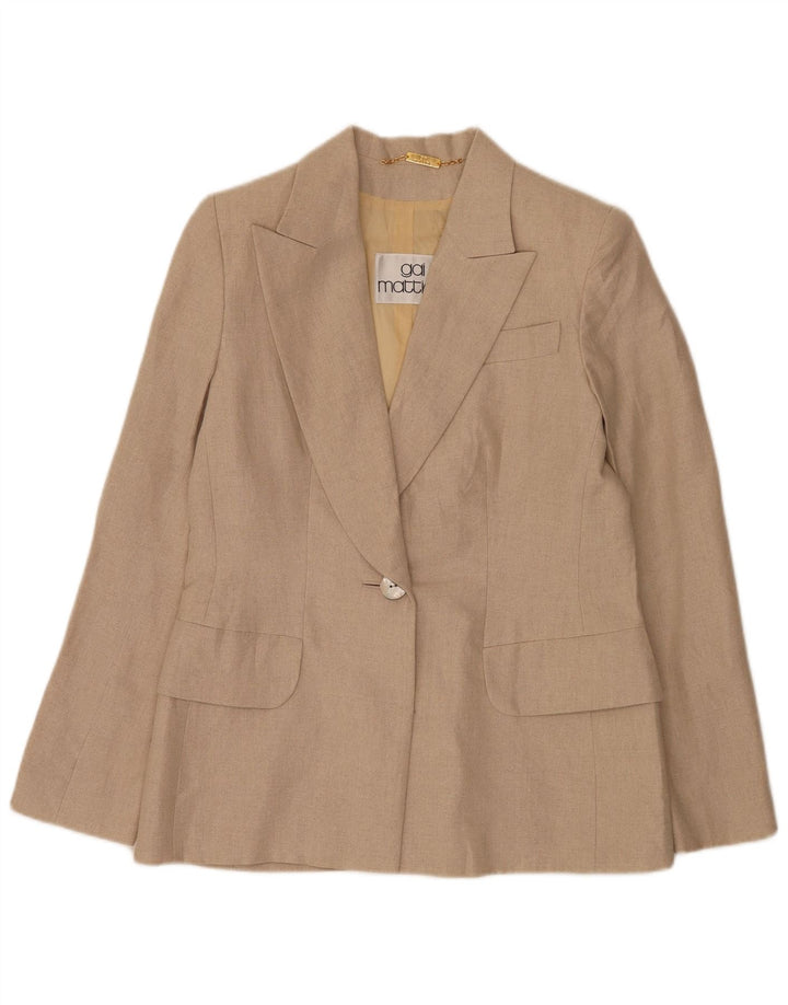 Gai Mattiolo Dame 1 Knap Blazer Jacket UK 16 Large Beige Linen