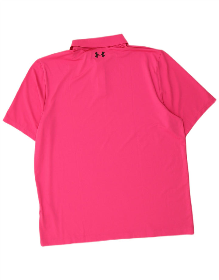 UNDER ARMOUR Mens Polo Shirt Large Pink Polyester