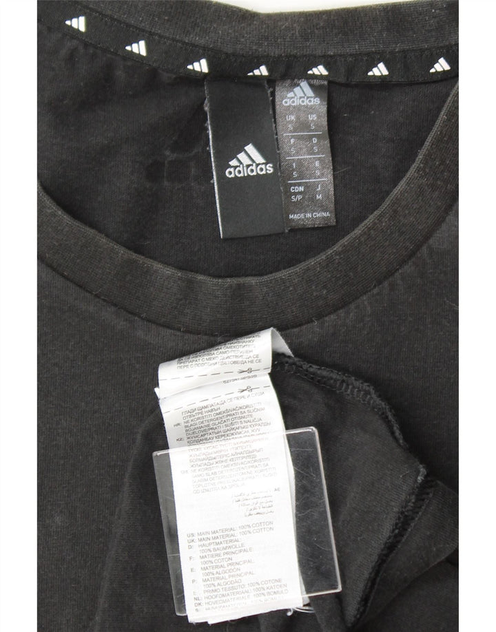 ADIDAS Mens Graphic T-Shirt Top Small Black Cotton Vintage Adidas and Second-Hand Adidas from Messina Hembry 