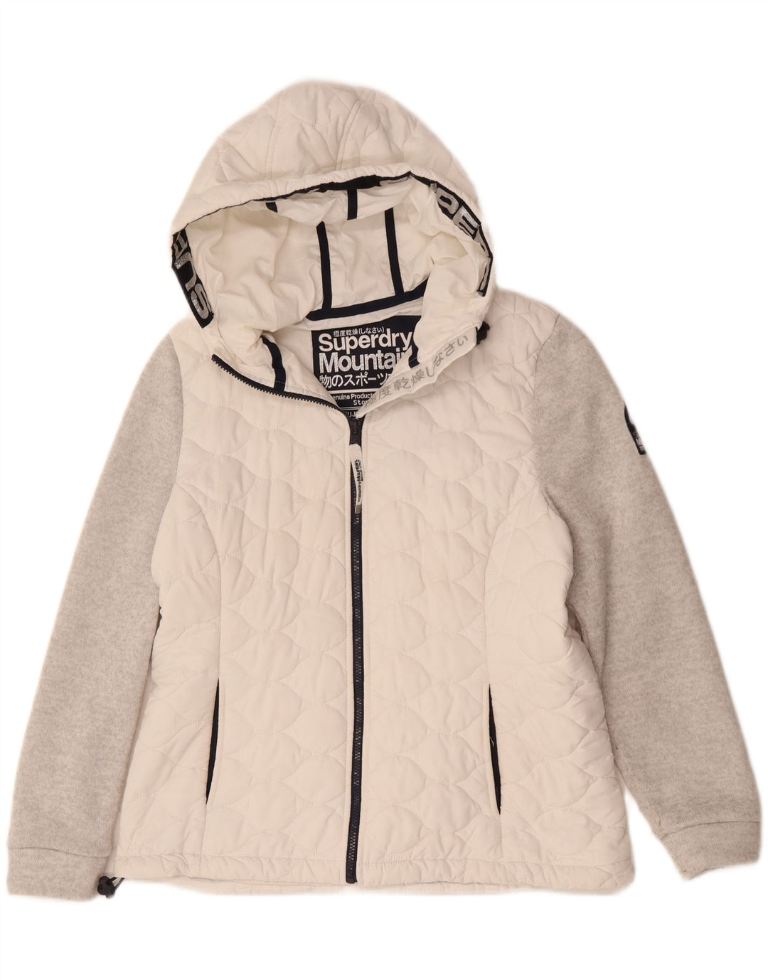 Superdry Windbreaker-jakke med hætte til kvinder UK 16 Stor hvid farveblok