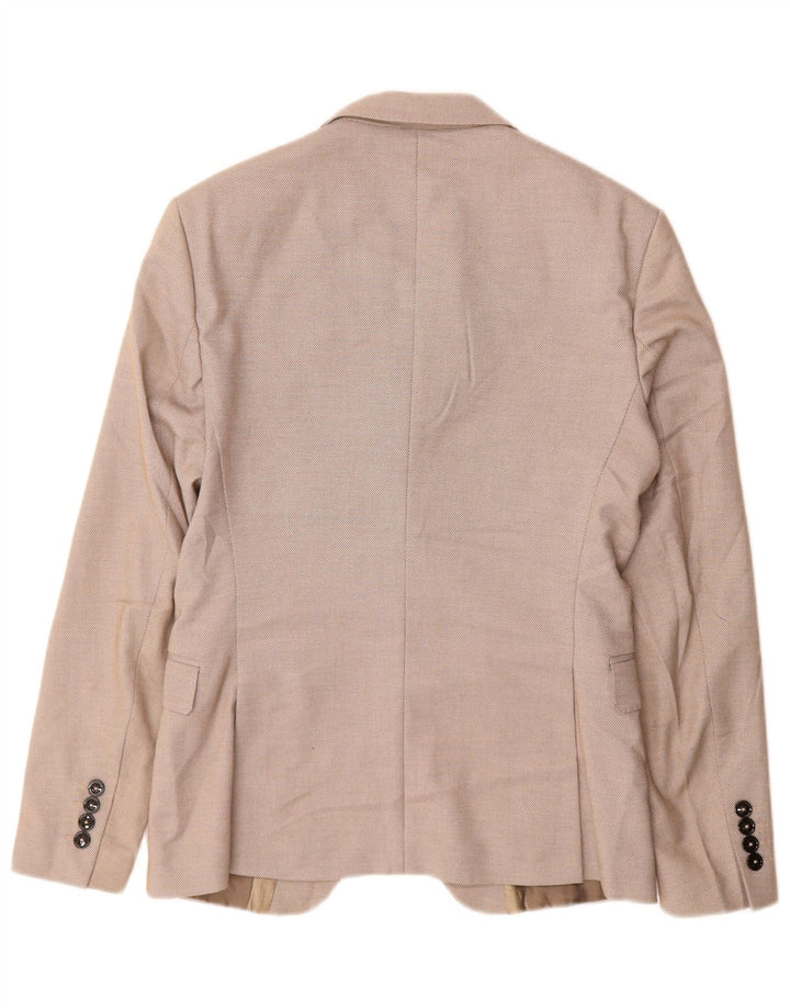 Zara Herre 2-knaps blazerjakke EU 46 Small Beige Polyester