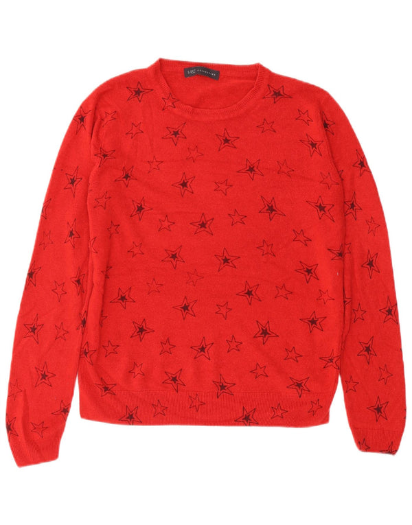 MARKS & SPENCER Dame Boat Neck Jumper Sweater UK 14 Large Red Geometric