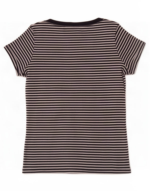 Marks & Spencer T-shirt top til kvinder UK 12 Mellem marineblå nålestribet bomuld