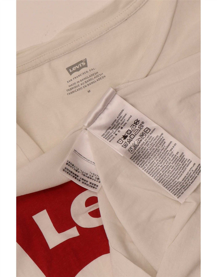 Levi's Grafisk T-shirt top til kvinder UK 12 Medium hvid bomuld
