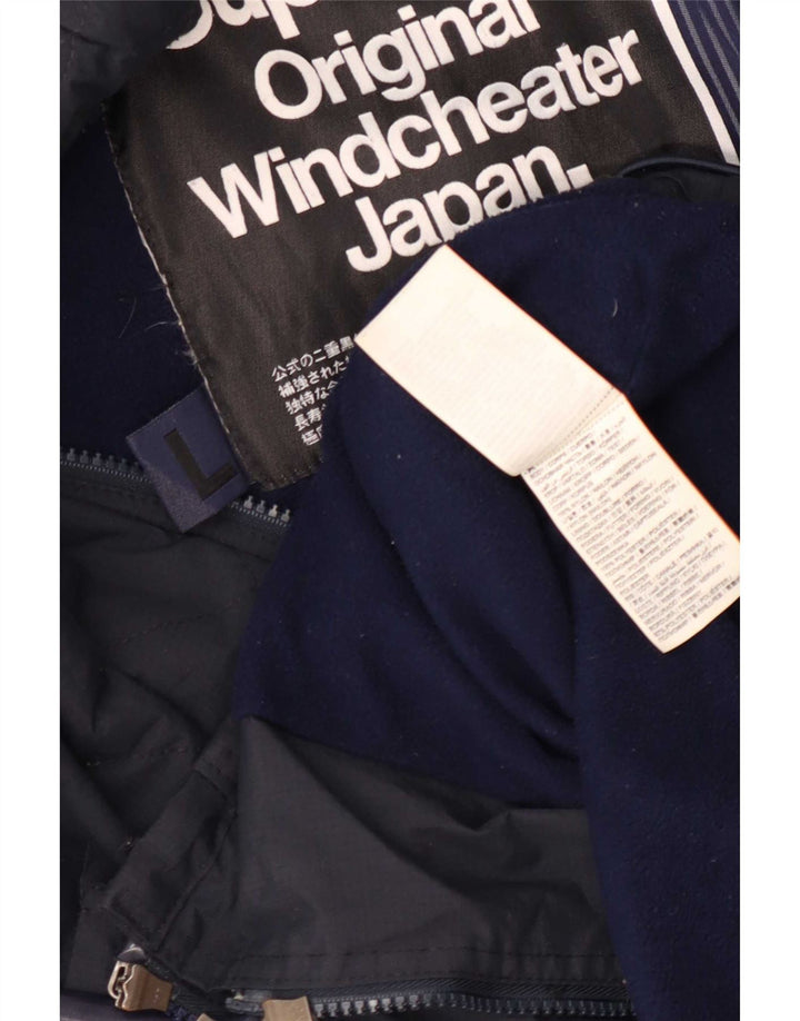 Superdry Windcheater Windbreaker Jacket UK 40 Stor marineblå nylon