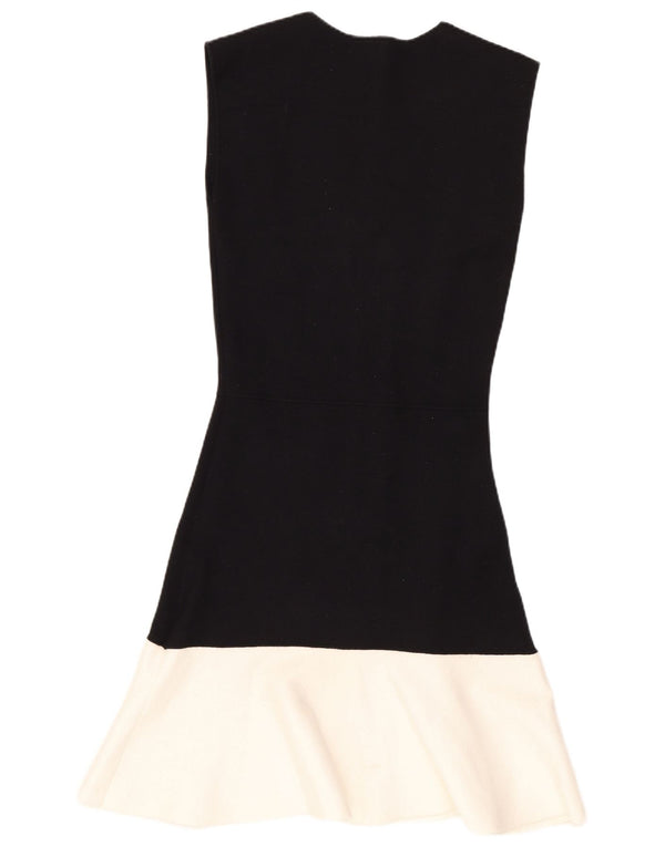 Zara Dame Ærmeløs A-Line Kjole UK 10 Small Black Colourblock